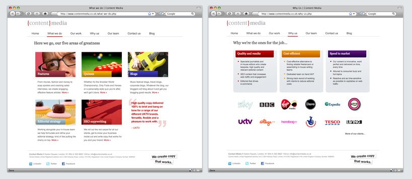 Web design for ContentMedia